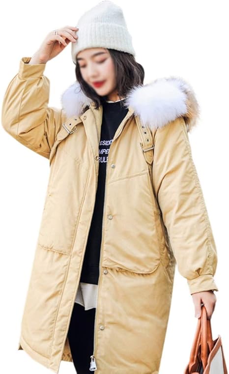 yellow bubble coat with fur hood