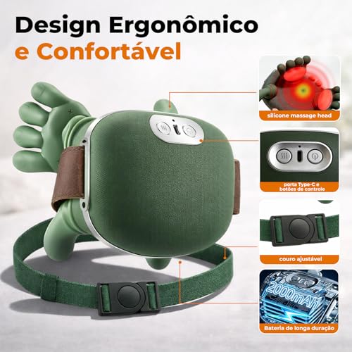 Massageador Elétrico para Pescoço e Ombros Deep 4D com Aquecimento Infravermelho,Recarregável, Silencioso e Portátil, Alívio de Dores e Tensões Musculares