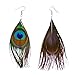Pandahall Peacock Feather Earring Handmade Cocktail Earring Carnival Jewelry Women Dangle Halloween