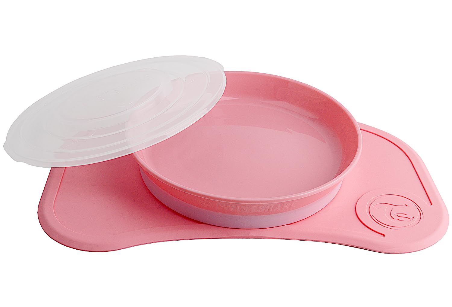 Twistshake Click Mat Mini + Plate | Non-Slip Tableware Set | Baby Placemat (31x17) | BPA-Free | Baby Suction Plate | Food Training for Kids 6m+ | Pink