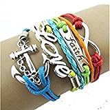 Doinshop Nice Colorful Infinity Friendship Love Anchor PU Leather Charm Bracelet DIY