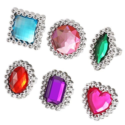 Shappy 72 Pcs Colorful Plastic Rings Adjustable Fake Princess Jewelry Rings for Bridal Shower Dress Party Accessories