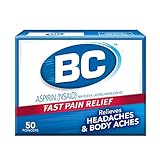BC Aspirin Fast Pain Relief Powder | Quickly Relieves Pain Due to Headaches, Body Aches, and Fever | Contains Caffeine | 50 Powders