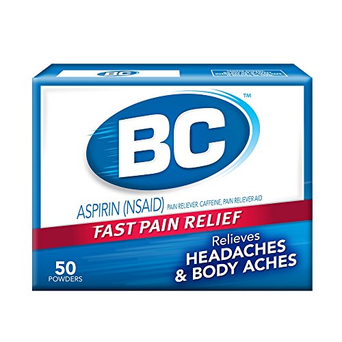 BC Aspirin Fast Pain Relief Powder - Quickly Relieves Pain Due to Headaches, Body Aches, and Fever - Contains Caffeine - 50 Powders