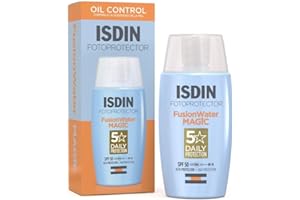 ISDIN Fotoprotector Fusion Water Magic SPF 50, Protector Solar Facial OIL CONTROL, de fase acuosa para uso diario, Textura ultra ligera, 50 ml