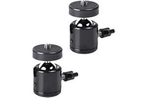 UCEC 1/4" Screw Tripod Mini Ball Head Mount for DSLR Camera Camcorder 360 Degree Light Bracket Swivel, 2-Pack