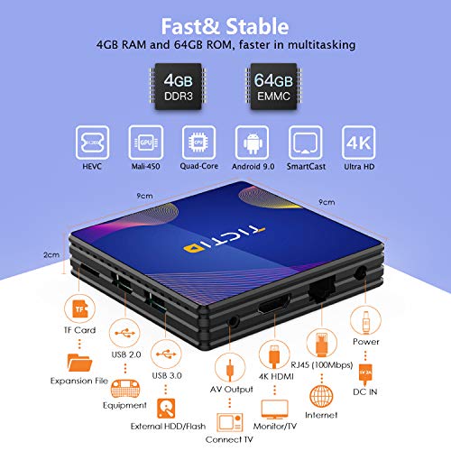 Android-90-TV-Box4G64Gcon-Mini-Teclado-inalmbirco-con-touchpad-RK3318-Quad-Core-64bit-Cortex-A53-Wi-Fi-Dual-5G24GBT-41-4K2K-UHD-H265-USB-30-Smart-TV-Box