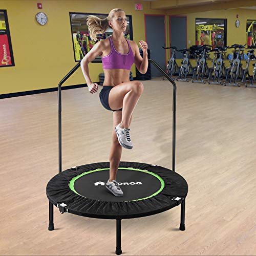 alvorog Fitness Exercise Trampoline with Handrail Portable Foldable Bungee Rebounder Cardio Workout Training Quiet and Safe for Adults Supports Up to 264 lbs - Thumbnail 6