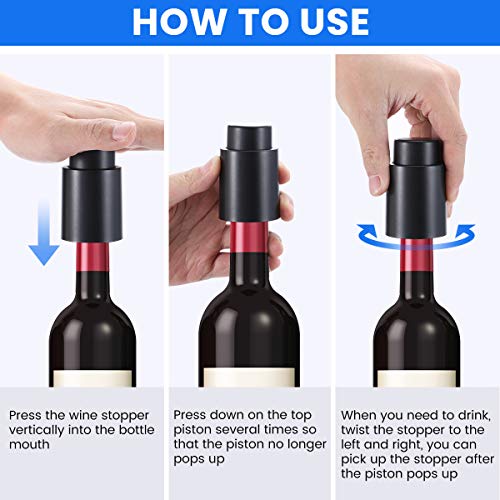 3 Pack LIUMY Vacuum Wine Stopper, Reusable Wine Preserver for Bottle Red Wine, Keep Fresh & Good Optimum Taste for Wine, Best Gift/Tools for Wine Lovers. - Thumbnail 2