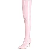 Women's Patent Leather PU Thigh High Boots Pointy Toe Side Zippe Fashion Comfy Sexy Stiletto High Heel Over The Knee Boots