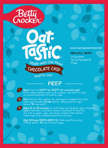 BETTY CROCKER OAT-TASTIC CHOCOLATE CHIP MUFFIN MIX, 16.4 OZ