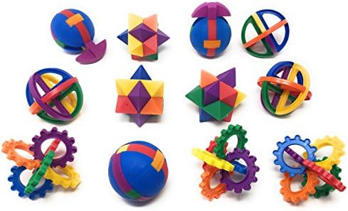 Fun Puzzle Balls - Goody Bag Fillers - Party Favors, Party Toys, Goody Bag Favors, Carnival Prizes, Pinata Filler - Fidget Brain Teaser Puzzles (12 Pack)