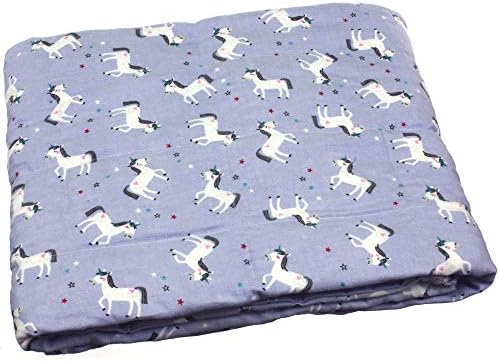 Calming Covers Weighted Blanket for Kids & Adult | Many Styles & Sizes | Made from Designer Fabrics and Weighted with Plastic Poly pellets (6 lbs 35 x 41, Purple Unicorn Flannel)