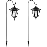 Viewsun 34 Inch Solar Hanging Lights, Shepherd Hook Lights with 2 Shepherd Hooks Waterproof Outdoor Decorative Solar Lantern Lights for Garden Decor, Patio, Backyard, Pathway, 2 Pack