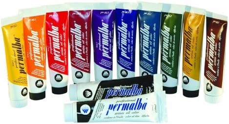 Permalba Twelve Assorted Oil Colors, 150-Ml Tubes