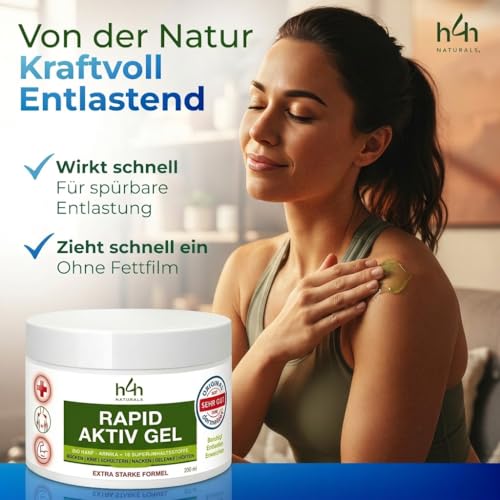 Hemp4Help® Hemp Rapid Active Gel, 200 ml, Pack of 1 For Knee, Joint, Neck And Muscle Pain, Osteoarthritis, Rheumatism, With Comfrey, Hemp, Arnica And Boswellia Serrata Extracts, Super Strong