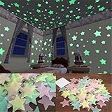 HENGSONG 100pcs Colorful Home Wall Glow In The Dark Star Stickers Decal Baby Kids Gift (Green)