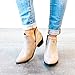 FISACE Womens Cute Western Cowboy Bootie Pointed Toe Slip On Low Heel Ankle Boot