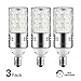 HzSane LED Corn Bulbs, 12W Daylight White 6000K LED Bulbs, 100 Watt Incandescent Bulbs Equivalent, E12 Base, 1200 Lumens LED Lights, Cylinder bulbs, 3 Pack