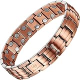 Bracelet,Mens Bracelet,Mens Copper Classic Retro Bracelet,Healthy Unisex Magnetic Pure Copper Double Row Therapy Bracelet Pain Relief for Arthritis