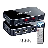 HDMI Switch 4x1 with Audio Extractor, 4K@60Hz Ultra HD HDMI Switcher with Optical TOSLINK SPDIF, 3.5mm Audio Support ARC Function, 3D, 1080P @120Hz, 4Kx2k @60Hz HDTV (IR Wireless Remote Control)