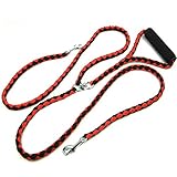 Dual Dog Leash, PYRUS No-Tangle Dog Leash 1.4 m/4.6 FT Length Dual Dog Training Cord Dog Leash for 2 Dogs (Red)