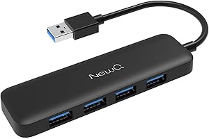 NewQ Small USB Hub for Laptop: 4 USB 3.0 Port Compact Size Mini USB Splitter, 5Gbps Ultra Slim Portable USB Adapter Compatible with MacOS/Windows, Xbox, Flash Drive, Mobile HDD, Keyboard, Mouse etc