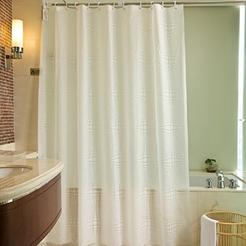 Welwo Shower Curtains, Liners, Sets with Hooks&amp;Rings Extra Long Peva/PEVA Shower Liner 78 x 96 Inches, White, Geometry