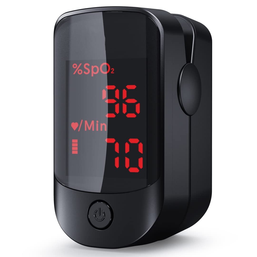 Generic Pulse Oximeter - Portable Finger Oximeter - Heart Rate Monitor Oxygen Saturation Monitor with Two Way OLED Display (Includes Batteries and Lanyard)