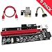 PCIE Riser 1X to 16X Graphics Extension for GPU Mining Powered Riser Adapter Card, 60cm USB 3.0 Cable, 4 Solid Capacitors, Two 6PIN and Molex 3 Power Options (VER 009S, 6-Pack)