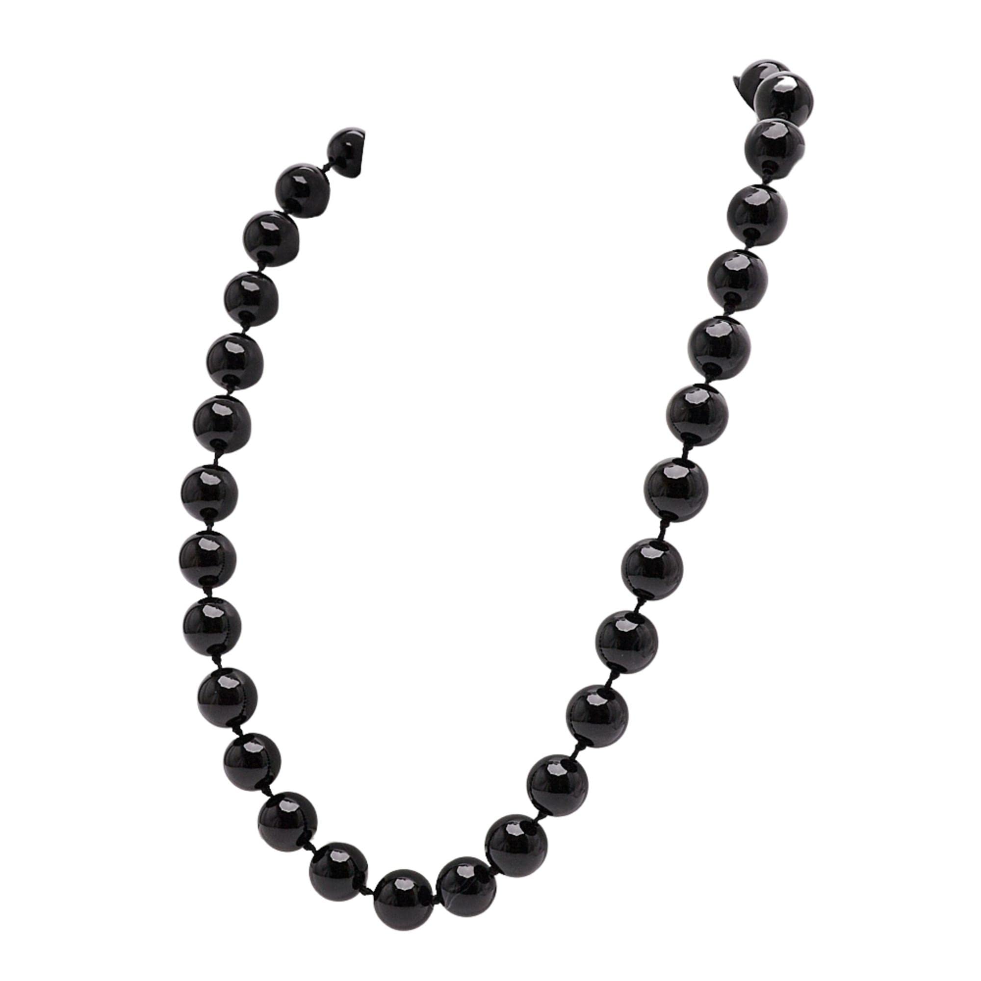 Treasure Bay 12mm Natural Gemstone Beaded Necklace For Women (Black Agate)