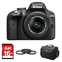 Nikon D3300 DSLR 24.2 MP HD 1080p Digital Camera with 18-55mm Lens, 52mm Deluxe Filter Kit, Deluxe Gadget Bag, and 16GB SD Memory Card