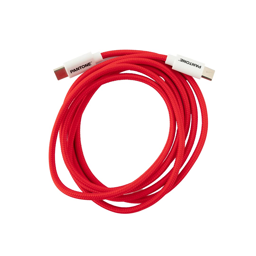 Celly, USB-C to USB-C Cable with Reversible Connector for Fast Charging, 1.5m Length, PVC Connectors and Anti-Bend Nylon Coating, Fast Charge and Data Transfer, Red