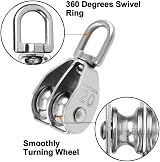 PREMJCROY 2PCS 304 Double Pulley Block Heavy Duty Swivel Lifting Wheel view 5