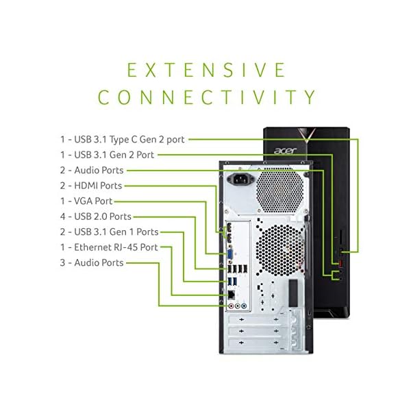 Acer Aspire TC-885-UA92 Desktop, 9th Gen Intel Core i5-9400, 12GB DDR4, 512GB SSD, 8X DVD, 802.11AC Wifi, USB 3.1 Type C… - Imagen 5