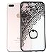 iPhone 7plus Case Finger Ring Stand - JAZ Ultra Thin Hard PC Back [3D Relief Sculpture][Silicone]Case Cover With 360 Rotating Ring Grip/Stand Holder/Shockproof For iPhone 7 Plus(Black)(lace)