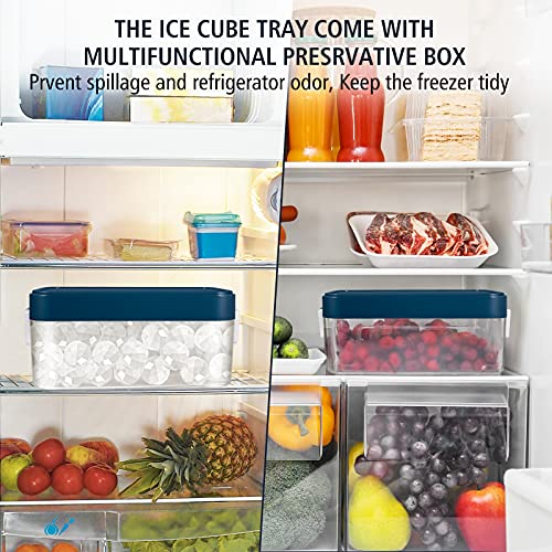 Eiswürfelform Kugel Eiswürfelbehälter mit Deckel und Schaufel BPA frei, 2 Packung Eiswürfel form 30 Diamant Eisball Eiskugelform aus PP für Wasser, Whisky, Trinken, Spülmaschinenfest, Ice Cube Tray