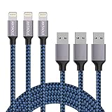 iPhone Charger, ANTAOLE 3PACK 6Feet Nylon Braided Charging Cable Cord Lightning to USB Cable Charger for iPhone X/8/7/6/6s/plus/5c/5s/SE, iPod, iPad, IOS11 and More (Blue)