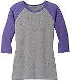 Joe's USA(tm) Ladies 3/4 Raglan Baseball T-Shirt-Purple/Grey-S