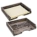 MyGift Set of 2 Torched Wood Stacking Desk Paper Tray, Office Desktop Stackable Document File Folder and Mail Holder Organizer Tray