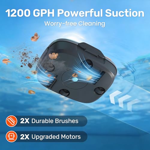Gosvor Cordless Robotic Pool Cleaner, 90 Min Runtime Pool Vacuum, Self-Parking, 7.5 lbs Lightweight, Ideal for Above Ground Pools up to 860 sq.ft
