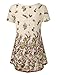 Jubby Pleated Swing Cool Blouse T-Shirts, Womens Lace Printting Flower Pattern Summer Spring Wear Casual Retro Fashion Loose Fit Short Sleeves Tunics Tops X-Large Beige_t04