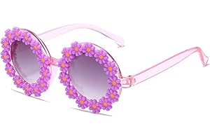 JINHUIBBA Girls round Flower Sunglasses Flower Cute Glasses UV 400 Protection for Outdoor Beach