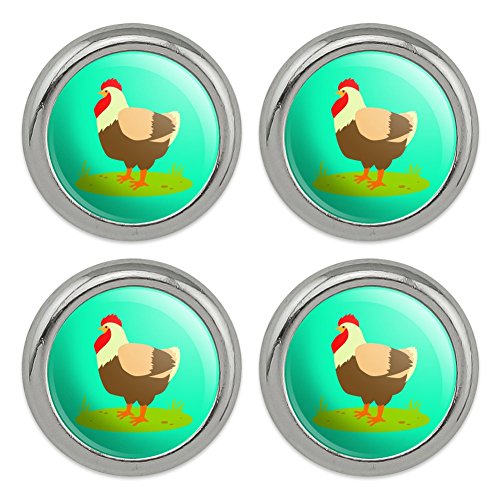 Chicken in Profile Metal Craft Sewing Novelty Buttons - Set of 4