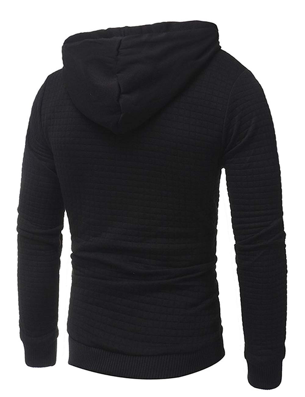 Poplover Mens Solid Casual Sweatshirts Long Sleeve Pullover Hoodies Black Large
