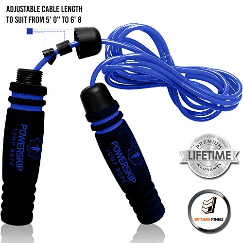 Epitomie Fitness PowerSkip Jump Rope with Memory Foam Handles and Weighted Speed Cable