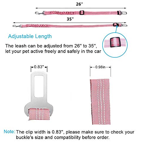 ADOGGYGO Dog Seatbelt Car Seat Belt Leash Pet Safety Leads Elastic Bungee Strap (Pink)
