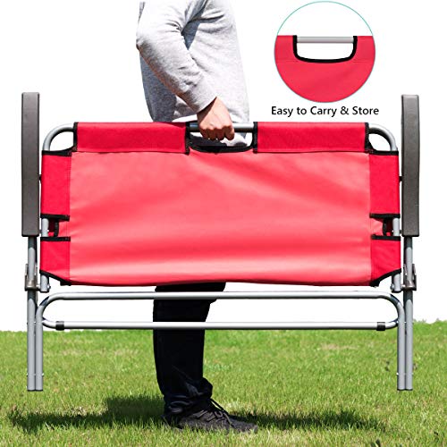 Goplus Folding Loveseat Camping Chair Outdoor 2Person Beach Seat Steel