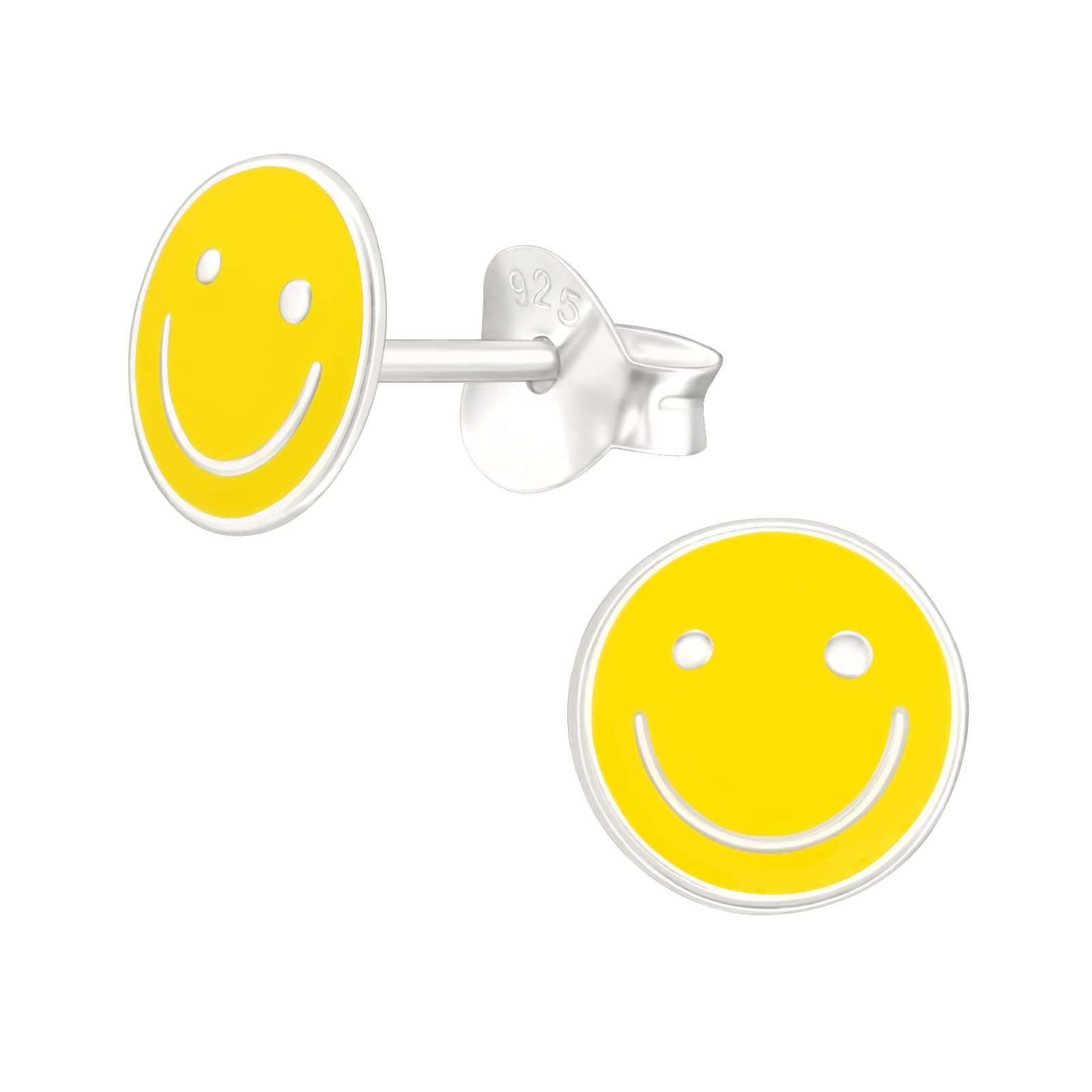 925 Sterling Silver Lightweight Hollow-Back Smiley Face Symbol Stud Earrings for Women & Girls – Everyday Jewellery Jewellery Gift Boxed