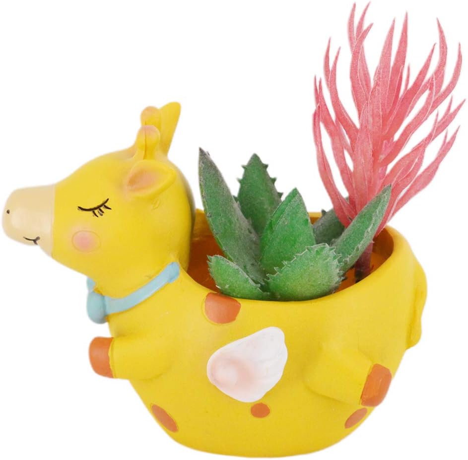 Segreto Creative Resin Plants Flower Pots Brush Pots Miniature Ornaments for Succulent(Giraffe)